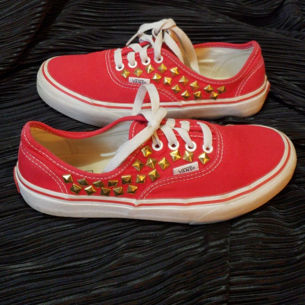 Adorable red Vans with studs in great condition